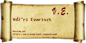 Vári Evariszt névjegykártya